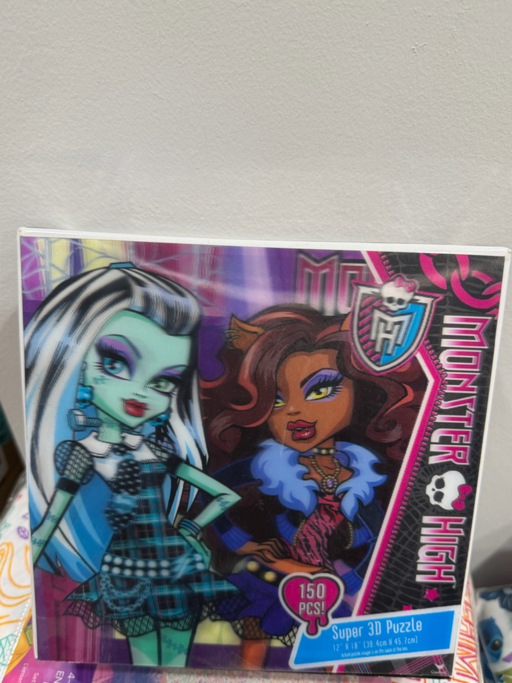 Monster High Boxed Puzzle — Black, Pink, Blue & White Graphics